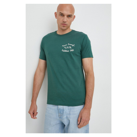 Bavlněné tričko United Colors of Benetton zelená barva, s aplikací