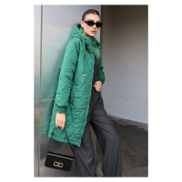 Bigdart 5138 Quilted Long Down Coat - Emerald