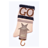 Dámské Bavlněné Ponožky GO-GO S Kožešinou COSAS Béžové