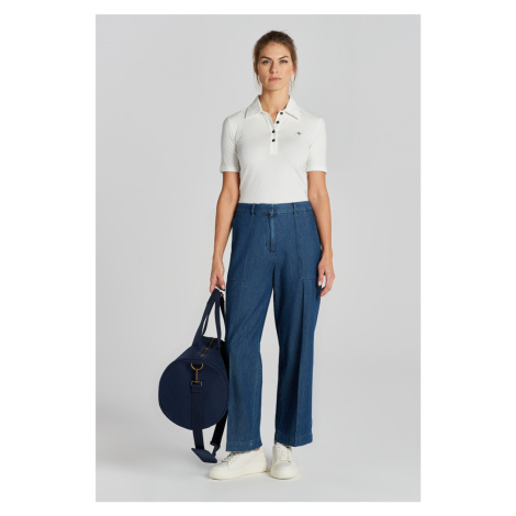 KALHOTY GANT REL CHAMBRAY CROPPED PANTS modrá