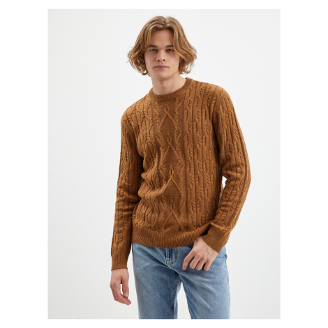 Hnědý pánský svetr s příměsí vlny Tom Tailor