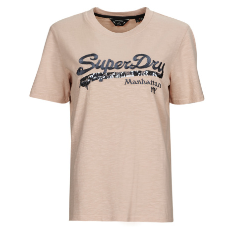 Superdry VINTAGE LOGO BOROUGH TEE Béžová