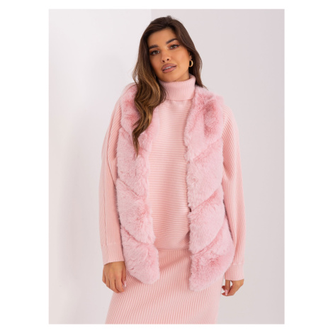 Dámská kožešinová vesta světle růžové barvy Fashionhunters