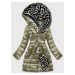 Lehká dámská zimní bunda v khaki barvě se zateplenou kapucí (OMDL-019)