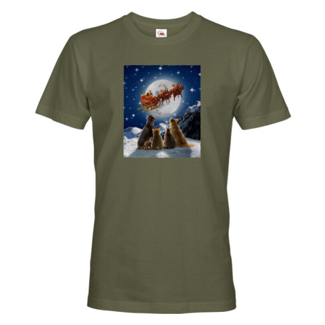 Pánské vánoční tričko s potiskem santových saní - skvělé vánoční tričko BezvaTriko