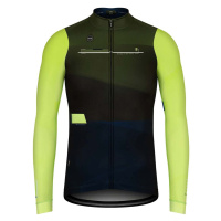 GOBIK Cyklistický dres s dlouhým rukávem zimní - COBBLE - antracitová/modrá/zelená