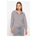 Trendyol Gray Zipper Detailed Knitted Sweatshirt