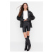 Trendyol Limited Edition Black Shirred Faux Leather Short Leggings