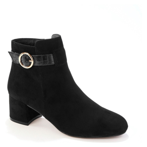 Blancheporte Kotníkové boty s páskem a zlatou sponou, černé černá