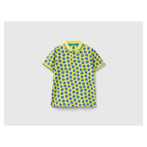 Benetton, Yellow Polo Shirt With Blackberry Pattern United Colors of Benetton