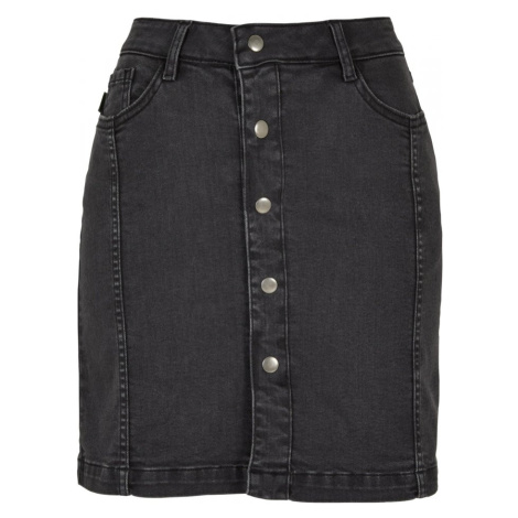 Ladies Organic Stretch Button Denim Skirt - black washed Urban Classics