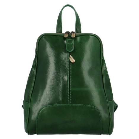 Stylový dámský kožený batůžek Bellinie, zelená Delami Vera Pelle
