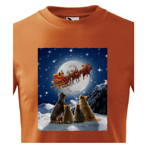 Dětské vánoční tričko s potiskem santových saní - skvělé vánoční tričko BezvaTriko