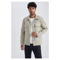 DEFACTO Polo Collar Snap Closure Pocket Shirt Jacket