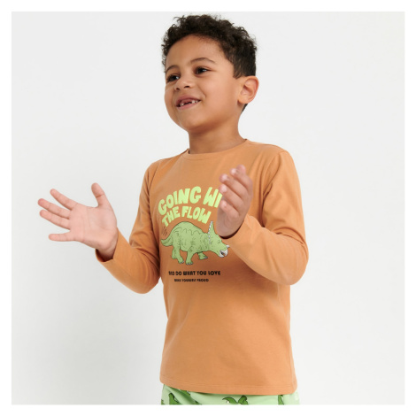 Sinsay - Tričko s dlouhými rukávy a potiskem - Oranžová