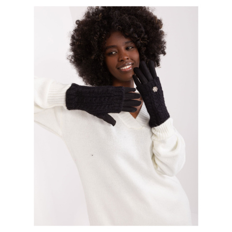Černé dvoudílné zimní rukavice Fashionhunters