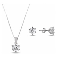 Klenoty Amber Stříbrná sada šperků - náušnice, náhrdelník