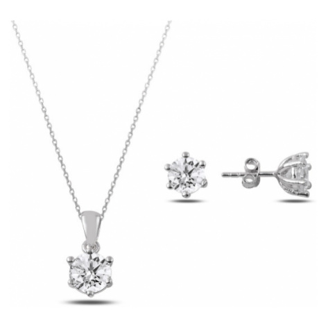 Klenoty Amber Stříbrná sada šperků - náušnice, náhrdelník