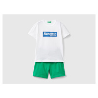 Benetton, 100% Cotton T-shirt And Bermuda Shorts Set