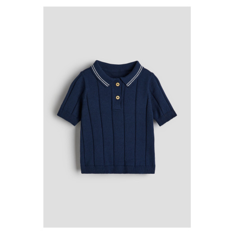 H & M - Košile z úpletu's límečkem - modrá H&M