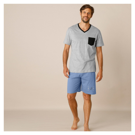 Blancheporte Dvoubarevné pyžamové tričko s krátkými rukávy šedý melír