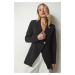 Happiness İstanbul Women's Black Double Breasted Collar One-Button Blazer Jacket