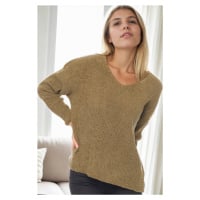 Z6698 DEWBERRY WOMEN'S SWEATER-KHAKI-1