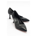 LuviShoes Women's PEDRA Black Skin Heeled Shoes