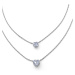 CRYSTalp Dvojitý stříbrný náhrdelník Srdce s krystaly 30527.S