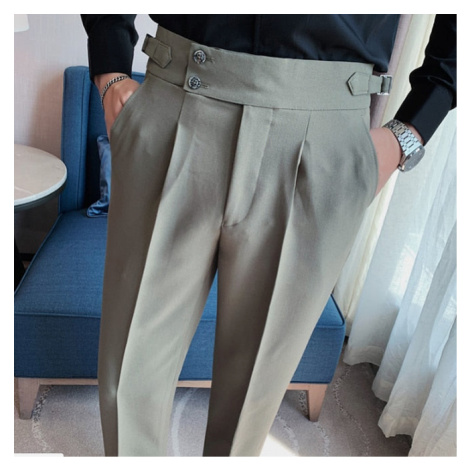 Kalhoty business British Style s knoflíky a páskem JFC FASHION