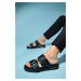 LuviShoes ZLEY Black Transparent Buckle Women's Slippers