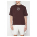 Trendyol Brown Oversize/Wide-Fit 100% Cotton T-shirt with Text Embroidery