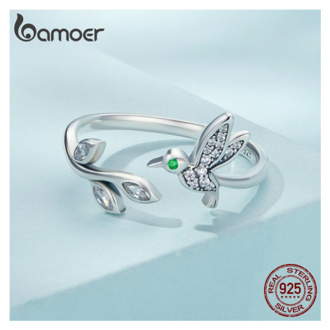 Stříbrný prsten minimalistický kolibřík LOAMOER
