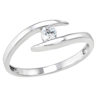 Evolution Group Stříbrný prsten s jedním zirkonem bílý 885010.1