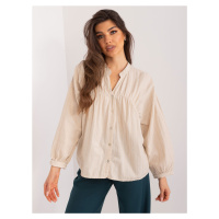 Béžová dámská košile na knoflíky z bavlny