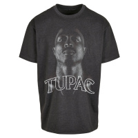 Tupac Up Oversize Tee dřevěné uhlí