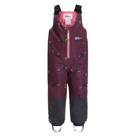 Dětské zimní sportovní kalhoty Jack Wolfskin GLEEL 2L INS PRINT BIB vínová barva