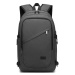 KONO unisex batoh s USB portem - tmavě šedý - 20L