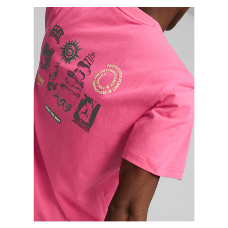 Růžové pánské volné tričko Puma