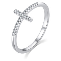 MOISS Elegantní stříbrný prsten s křížkem R00020 52 mm
