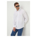 Lněná košile Paul&Shark bílá barva, regular, s klasickým límcem, 24413322CF