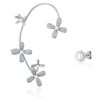 JwL Luxury Pearls Asymetrické náušnice s perlami a zirkony - pravá záušnice JL0779
