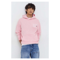Mikina Tommy Jeans pánská, růžová barva, s kapucí, s potiskem, DM0DM18860