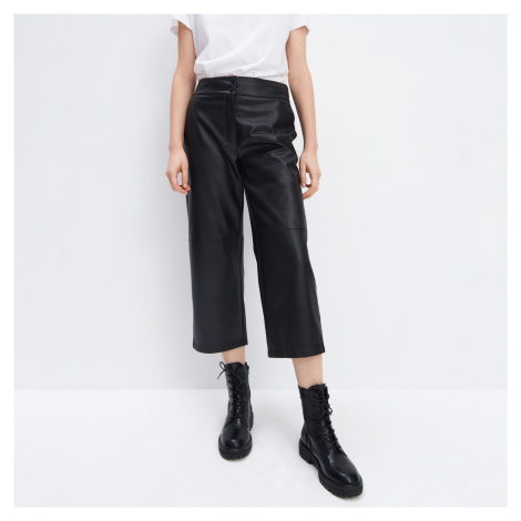 Mohito - Koženkové kalhoty culottes - Černý