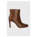 Kožené kotníkové boty Lauren Ralph Lauren Dylann dámské, hnědá barva, na podpatku, 802908332002