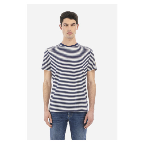 Tričko la martina man t-shirt s/s striped jersey modrá
