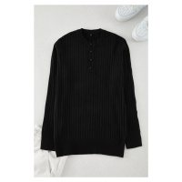 Trendyol Black Slim Crew Neck Textured Knitwear Sweater