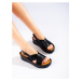 Zajímavé dámské sandály černé na klínku