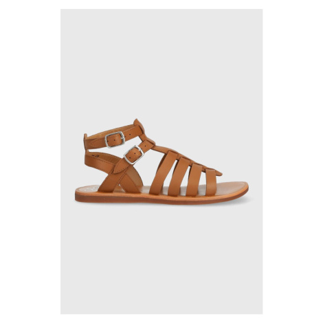 Dětské kožené sandály Pom D'api hnědá barva