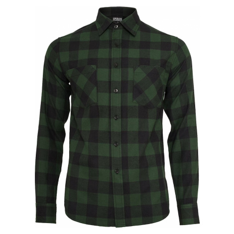 Urban Classics Flanelová kostkovaná košile Košile Černá / tmavě zelená